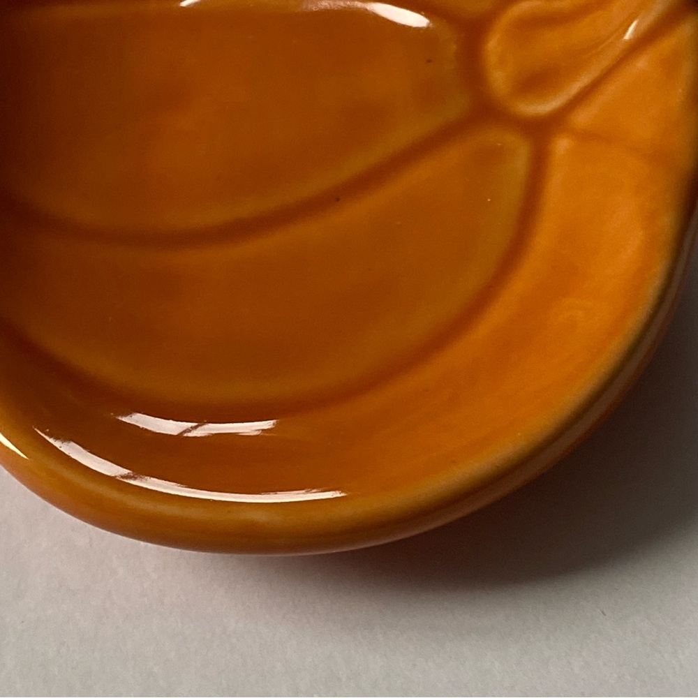 Pumpkin Trinket Dish Small Plate Thanksgiving Ceramic Fall Autumn Orange MINT - Picture 12 of 13